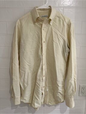 Luca Avitabile Bespoke Yellow Button Down Cotton Shirt Size L Made in Italy